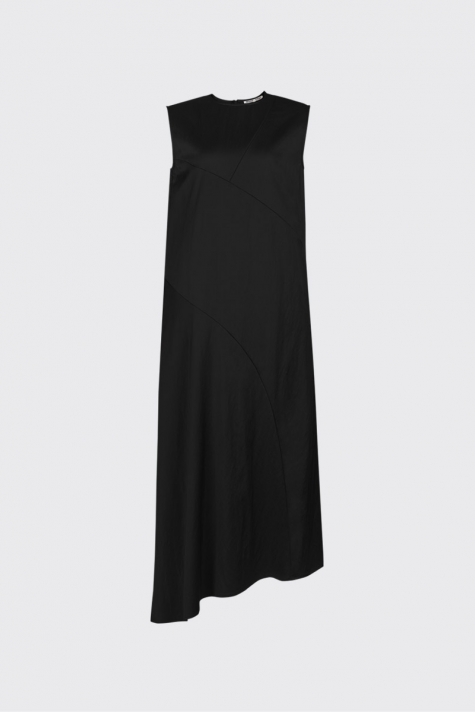 [55% OFF] Black asymmetrical cut satin dress