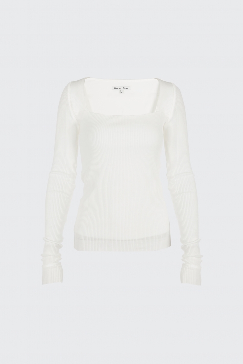 [Sold-out]White square neck knit top