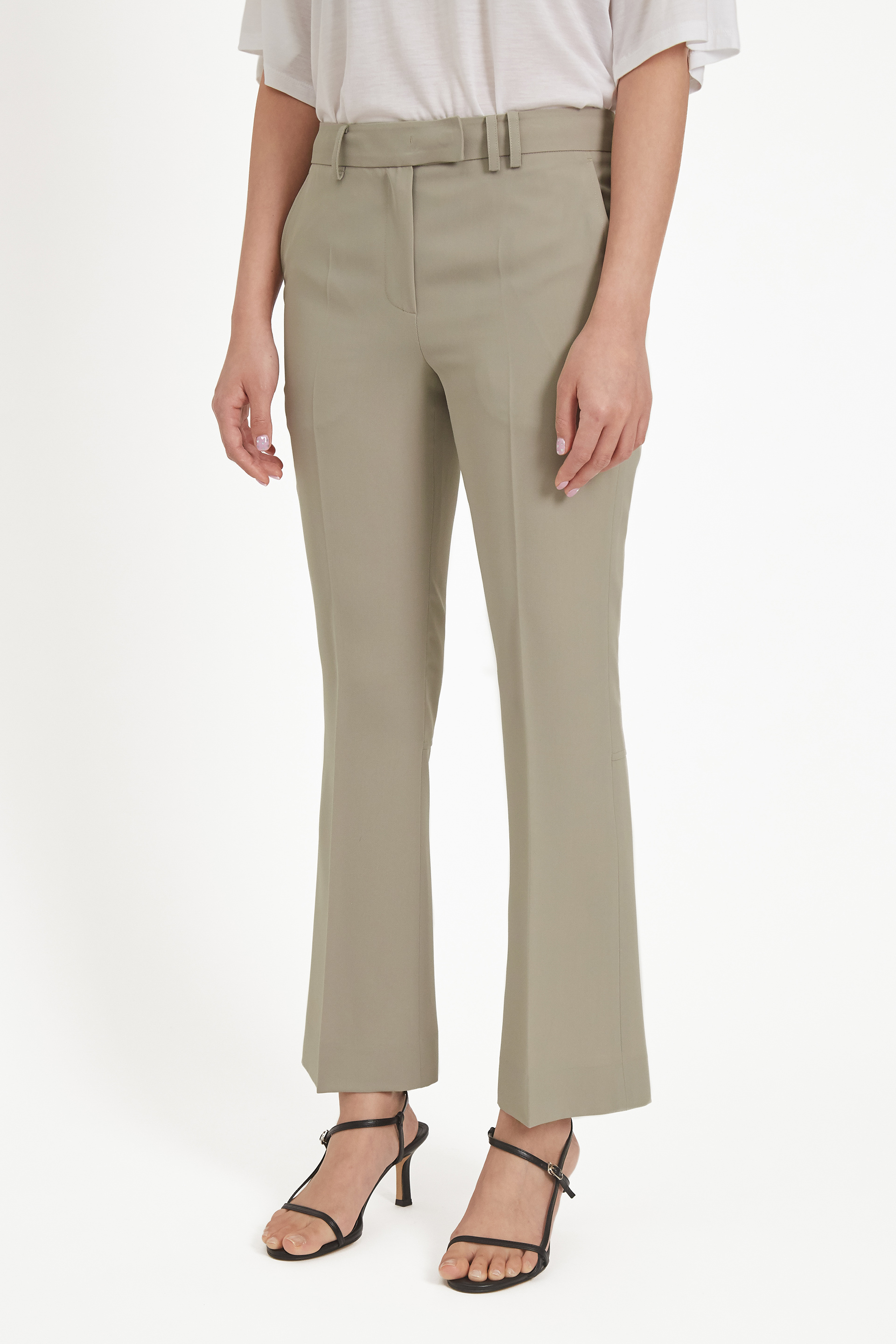 [40% OFF]Taupe cropped flow flare trousers