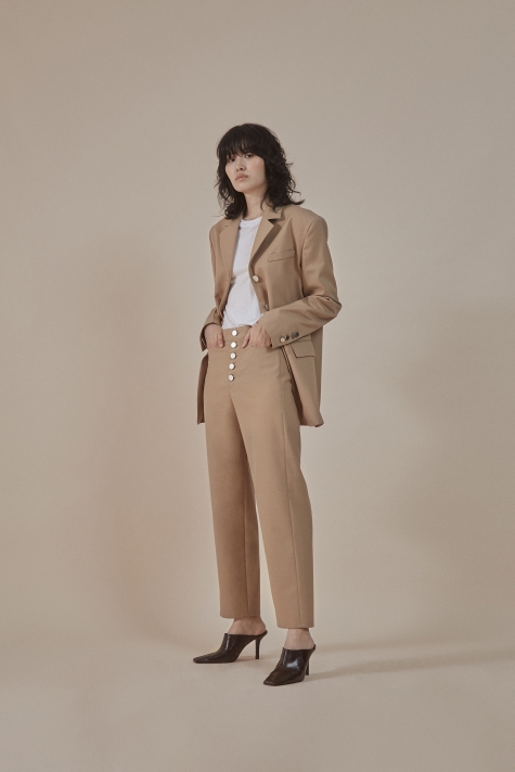 Sand| buttoned-up closure trousers