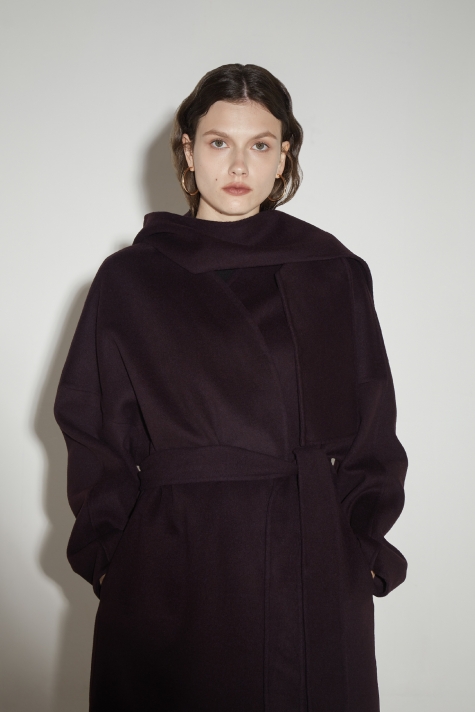 [고현정님 착용] Burgundy detachable hoodie handmade wool coat